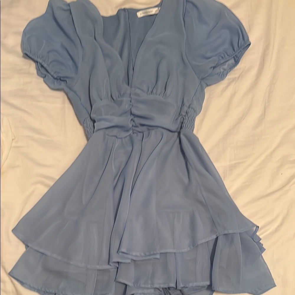 Altard State Light Blue Ruffled Dress